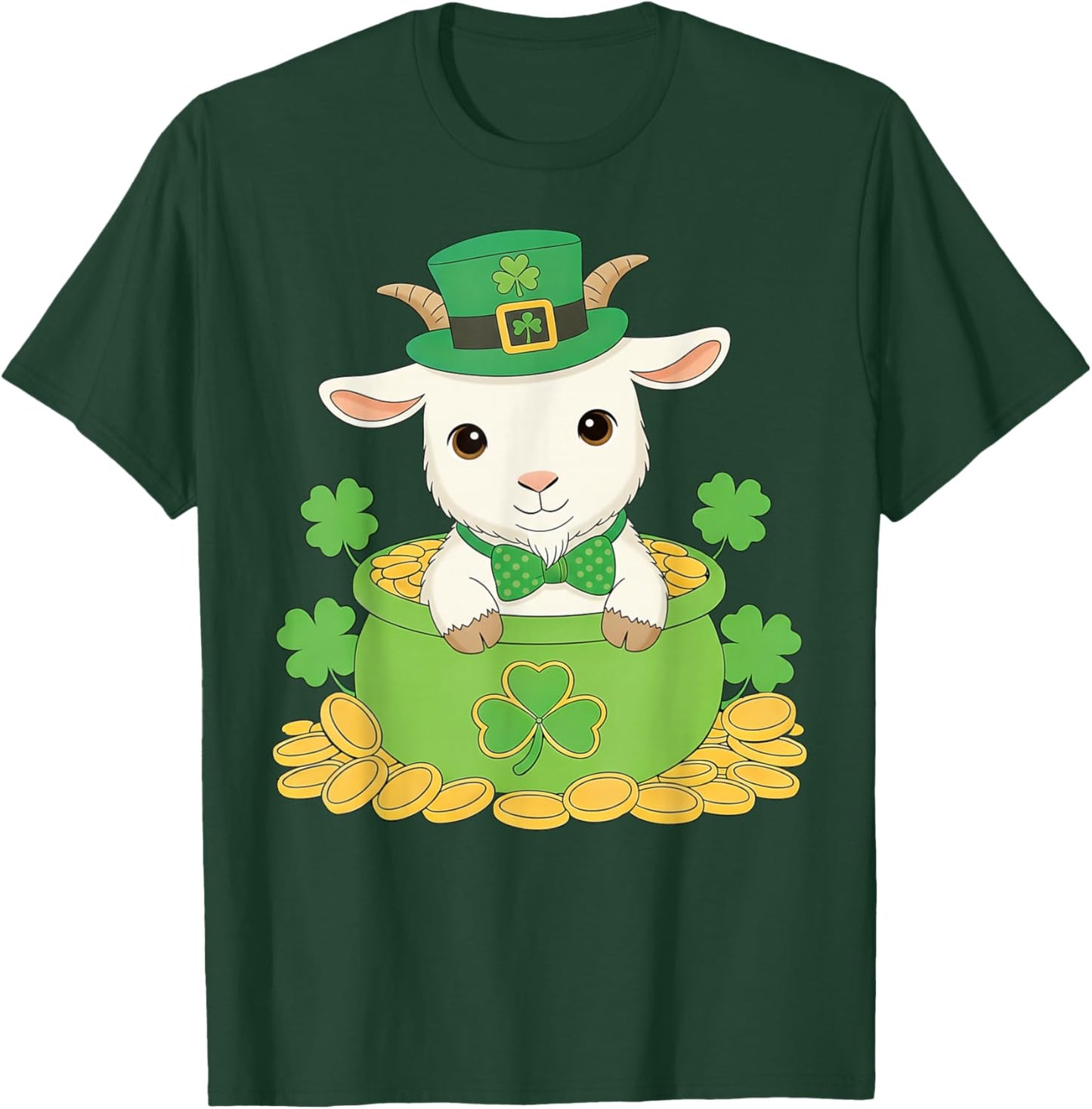 Goat Irish Shamrock Leprechaun Funny Goat St. Patrick’s Day T-Shirt - T-Shirt | Forest