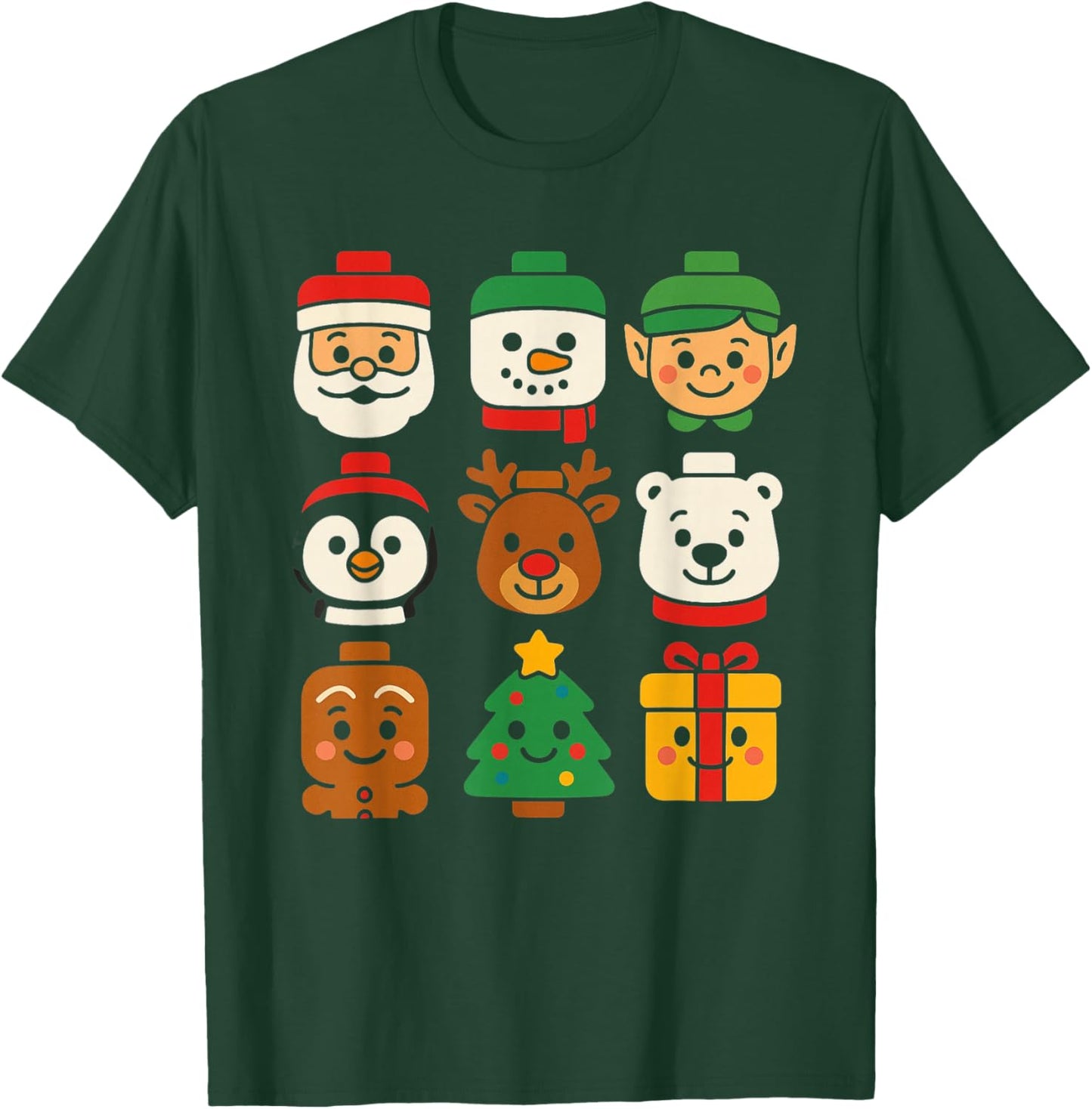 Christmas Building Brick Santa Elf Snowman Xmas Boys Girls T-Shirt - T-Shirt | Forest