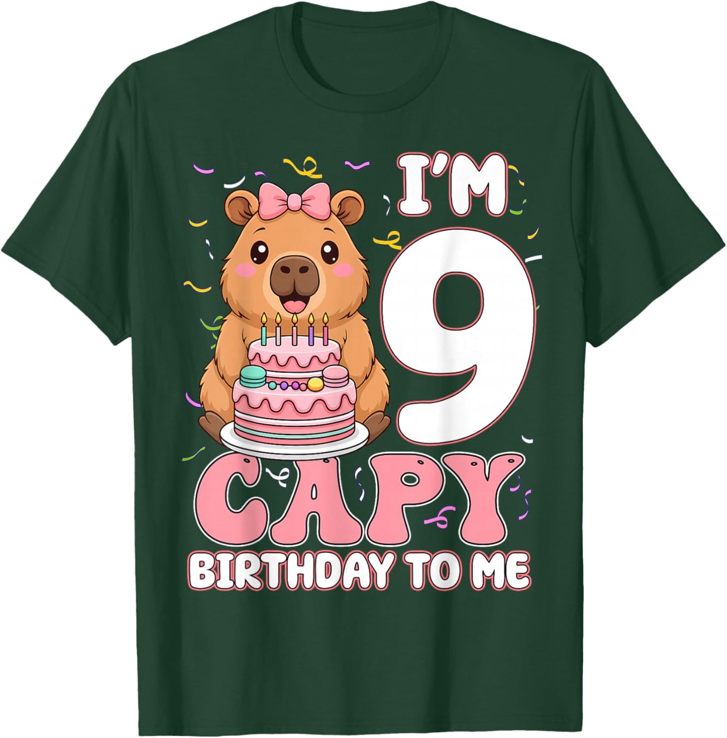 9 Years Old Capy Birthday to Me 9th Birthday Capybara Girl T-Shirt - T-Shirt | Forest