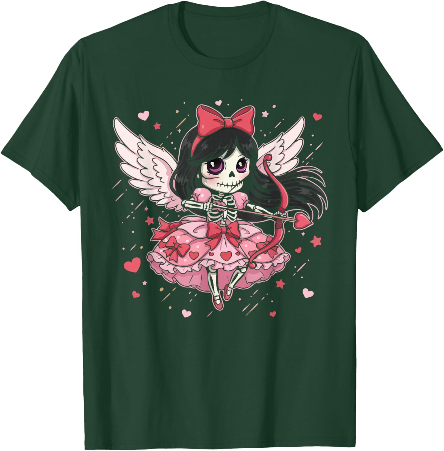 Skeleton Cupid Dark Valentine Romantic Kawaii Funny Gothic T-Shirt - T-Shirt | Forest