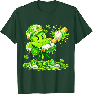 Kids St Patricks Day Baseball Drip Ice Cream Shamrock Boys T-Shirt - T-Shirt | Forest
