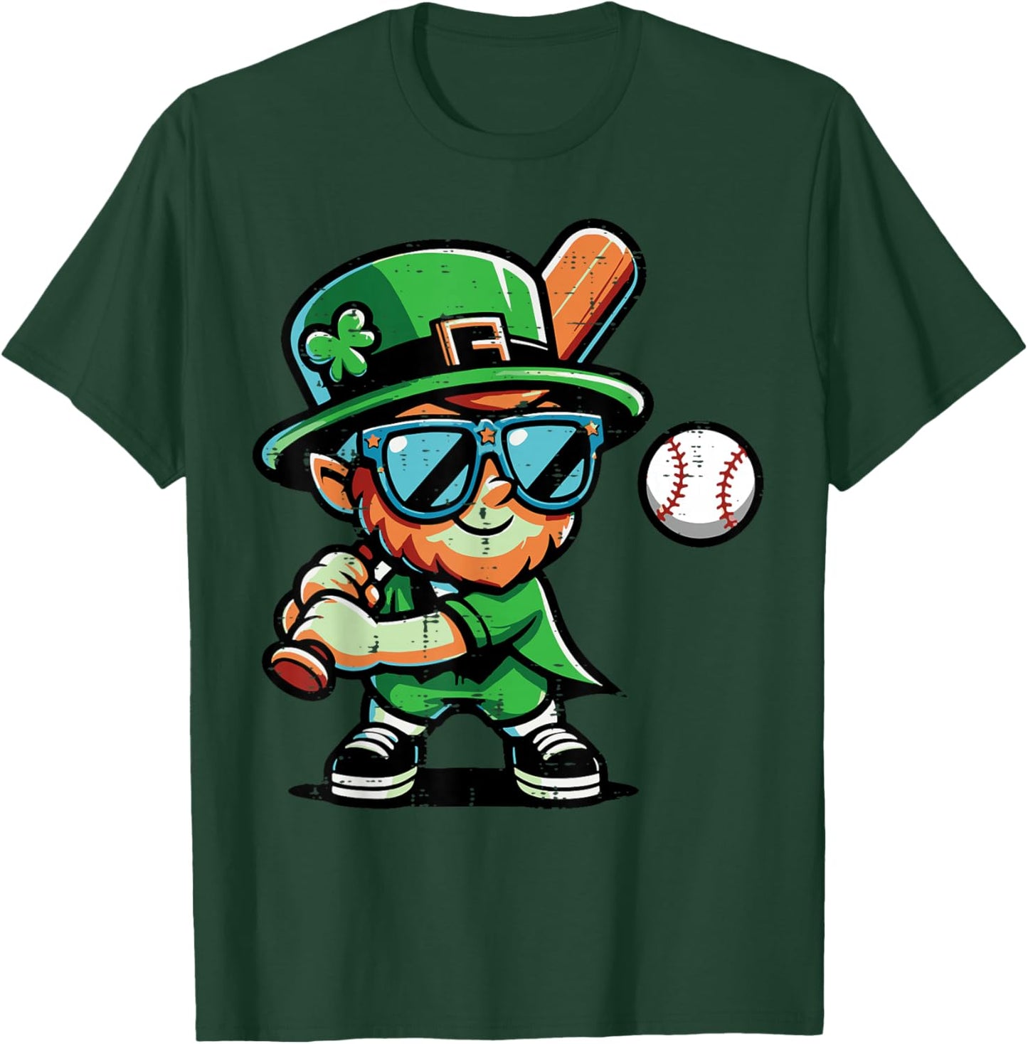 St Patricks Day Leprechaun Baseball Saint Paddys Boys Men T-Shirt - T-Shirt | Forest