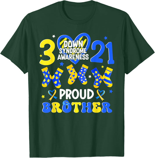 Proud Brother Down Syndrome Awareness 321 Heart Men Boy T-Shirt - T-Shirt | Forest