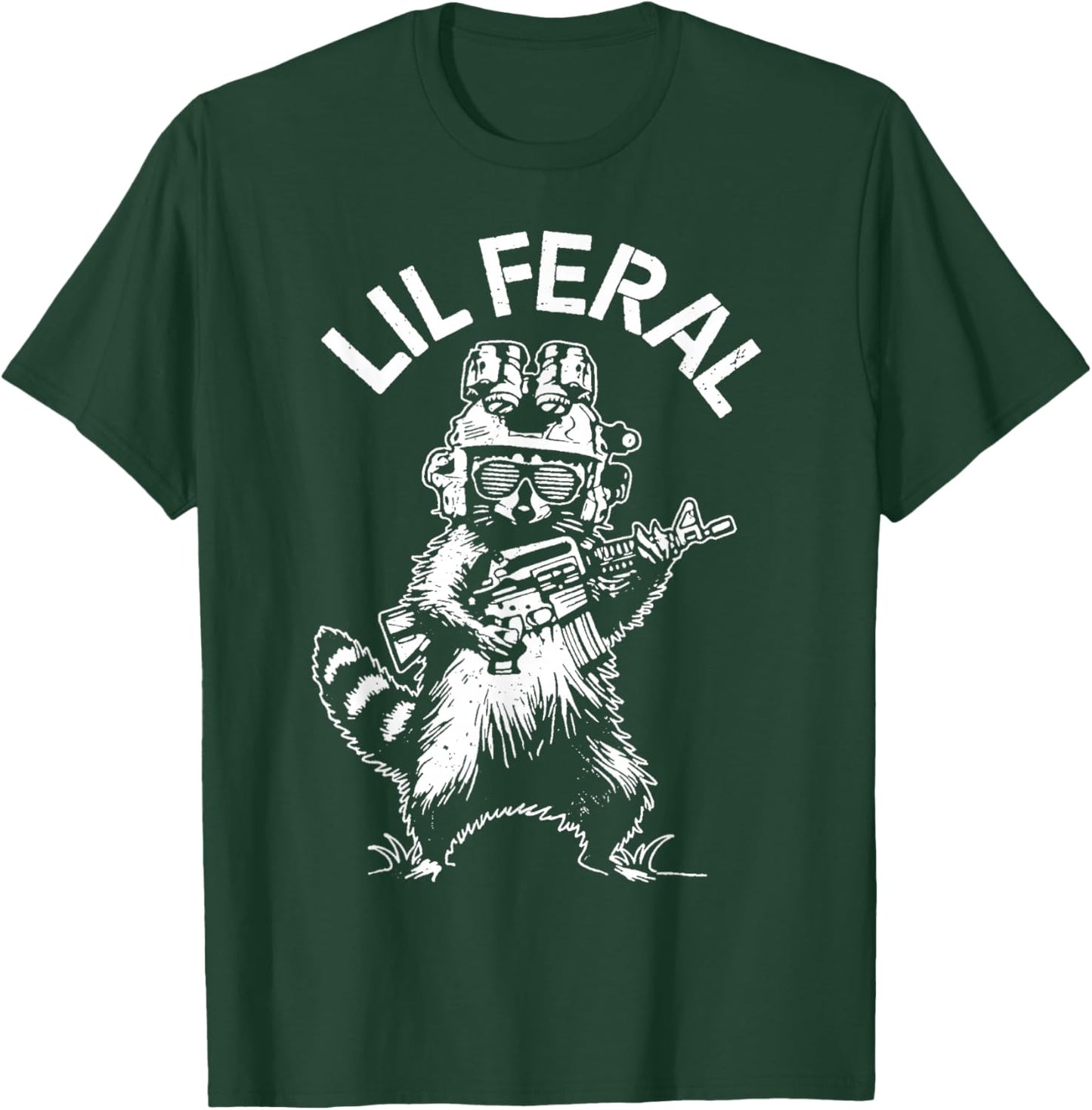 Lil Feral Funny Tactical Raccoon Military Law Enforcement T-Shirt - T-Shirt | Forest