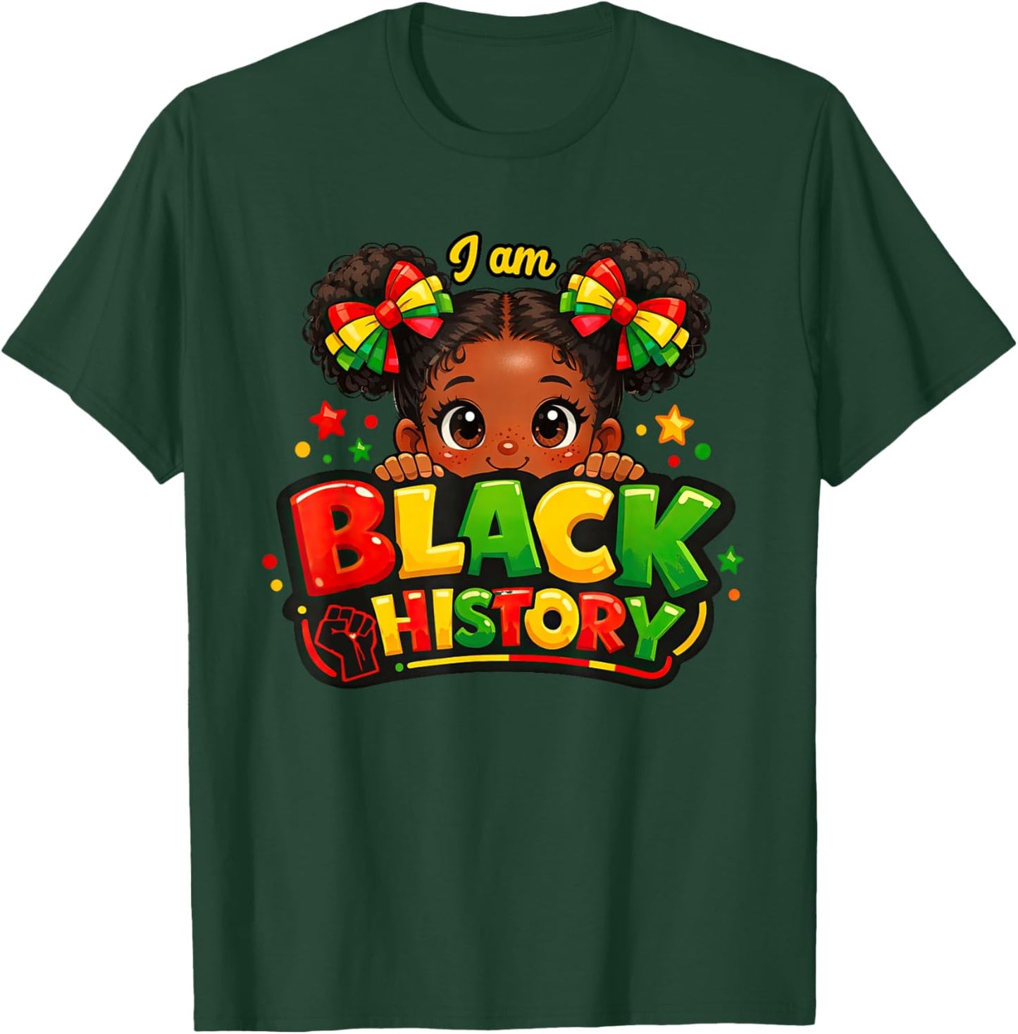 I-Am Black History Month Melanin African Pride Afro Girl Kid T-Shirt - T-Shirt | Forest