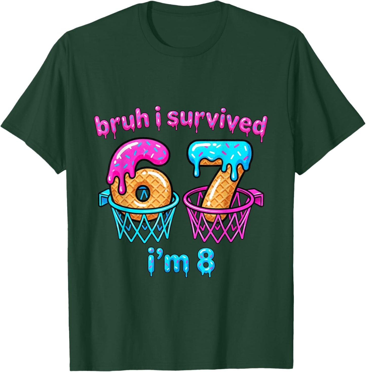 8 Year Old Girl Birthday Outfit 67 Meme 8th Girls T-Shirt - T-Shirt | Forest