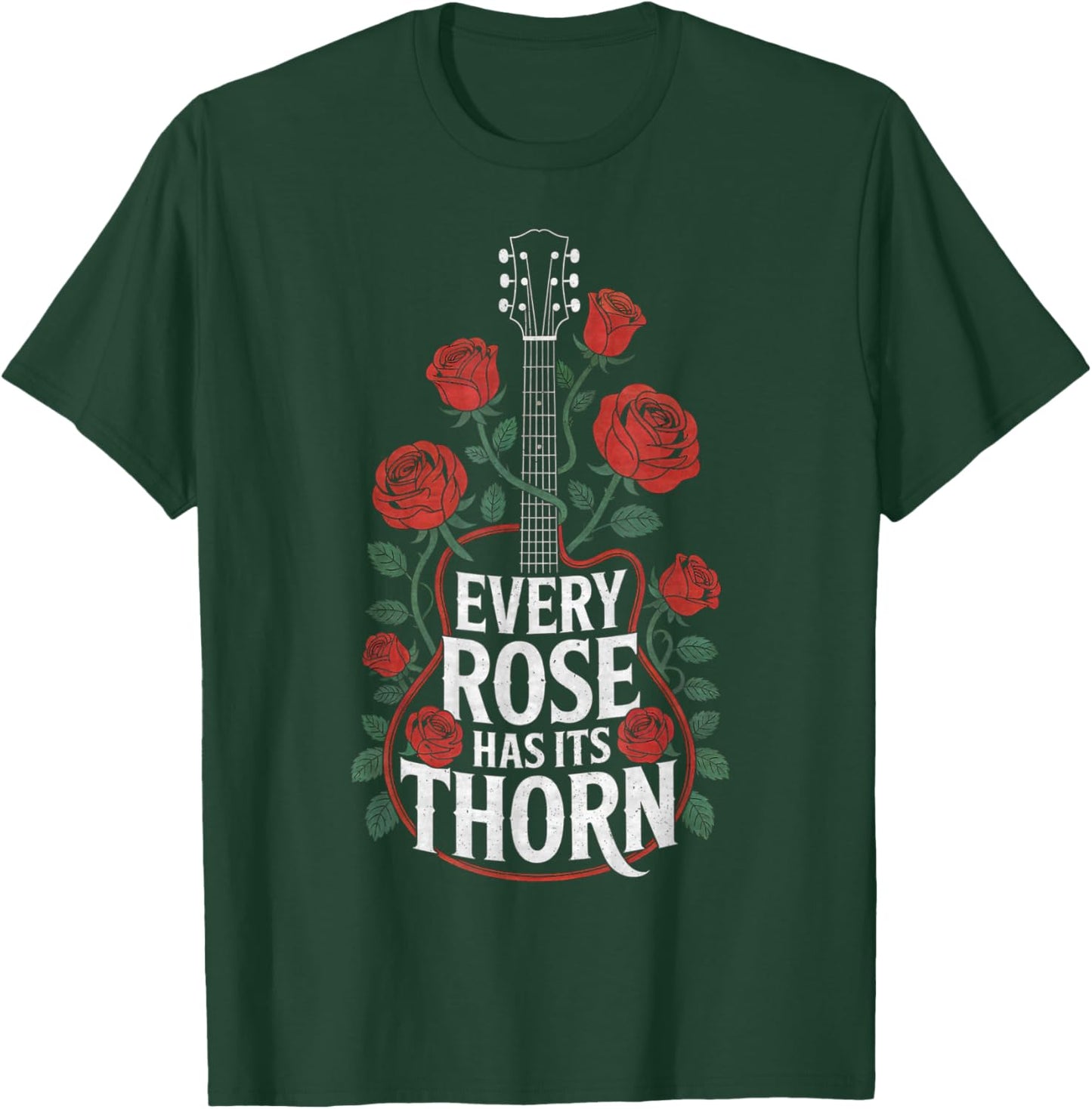 Every Rose Has It's Thorn Guitarist Roses and Guitar T-Shirt - T-Shirt | Forest