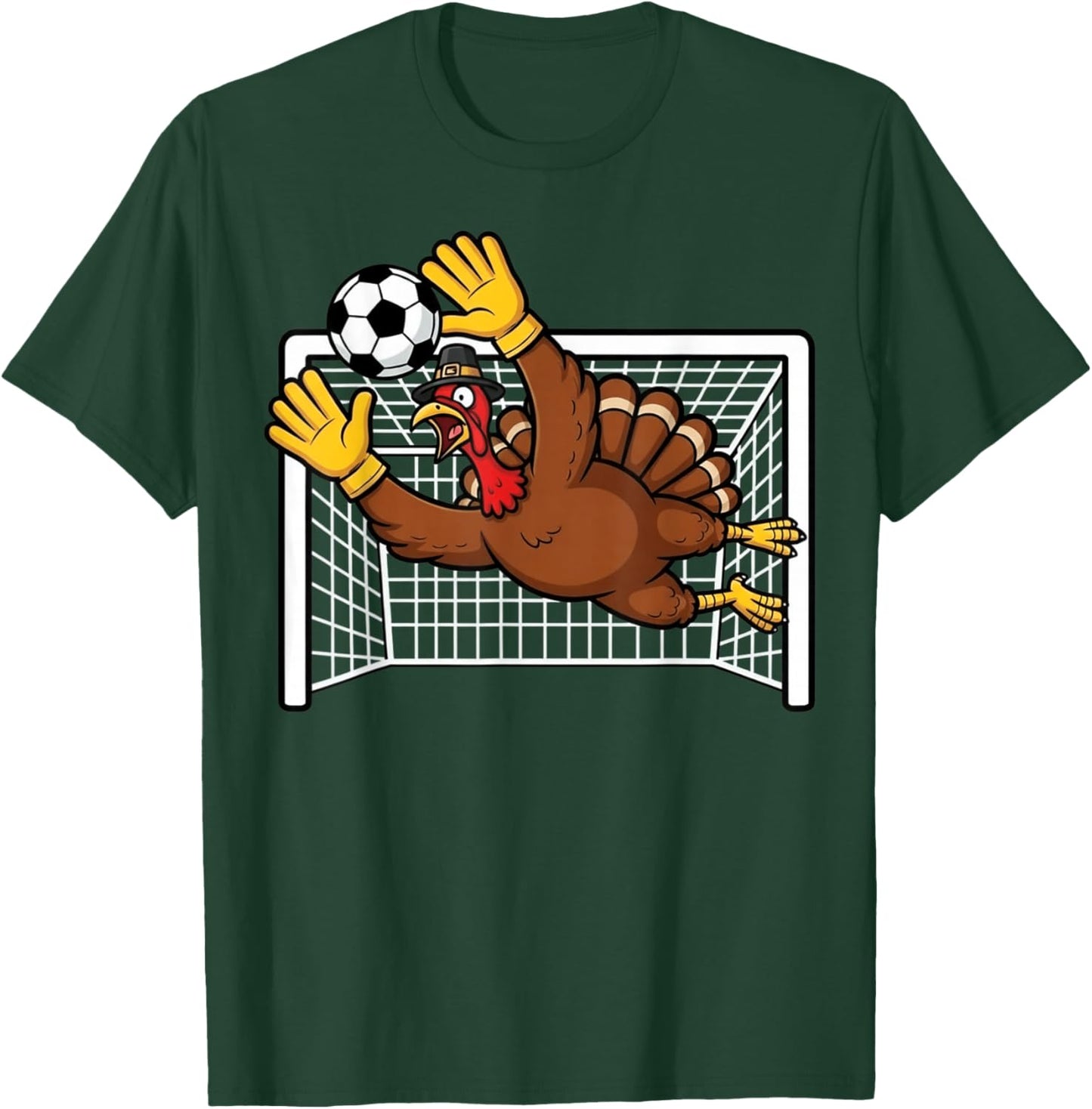 Funny Turkey Soccer Pilgrim Boys Thanksgiving T-Shirt - T-Shirt | Forest