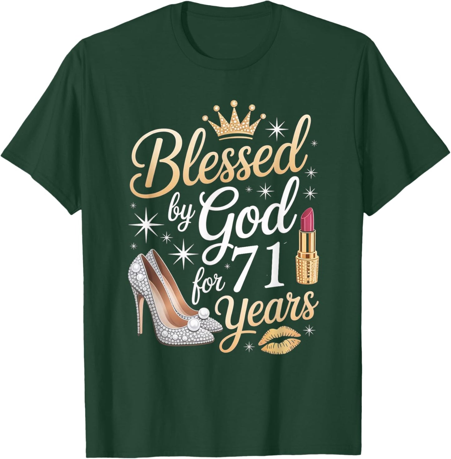 Blessed by God for 71 Years Happy 71st Birthday T-Shirt - T-Shirt | Forest