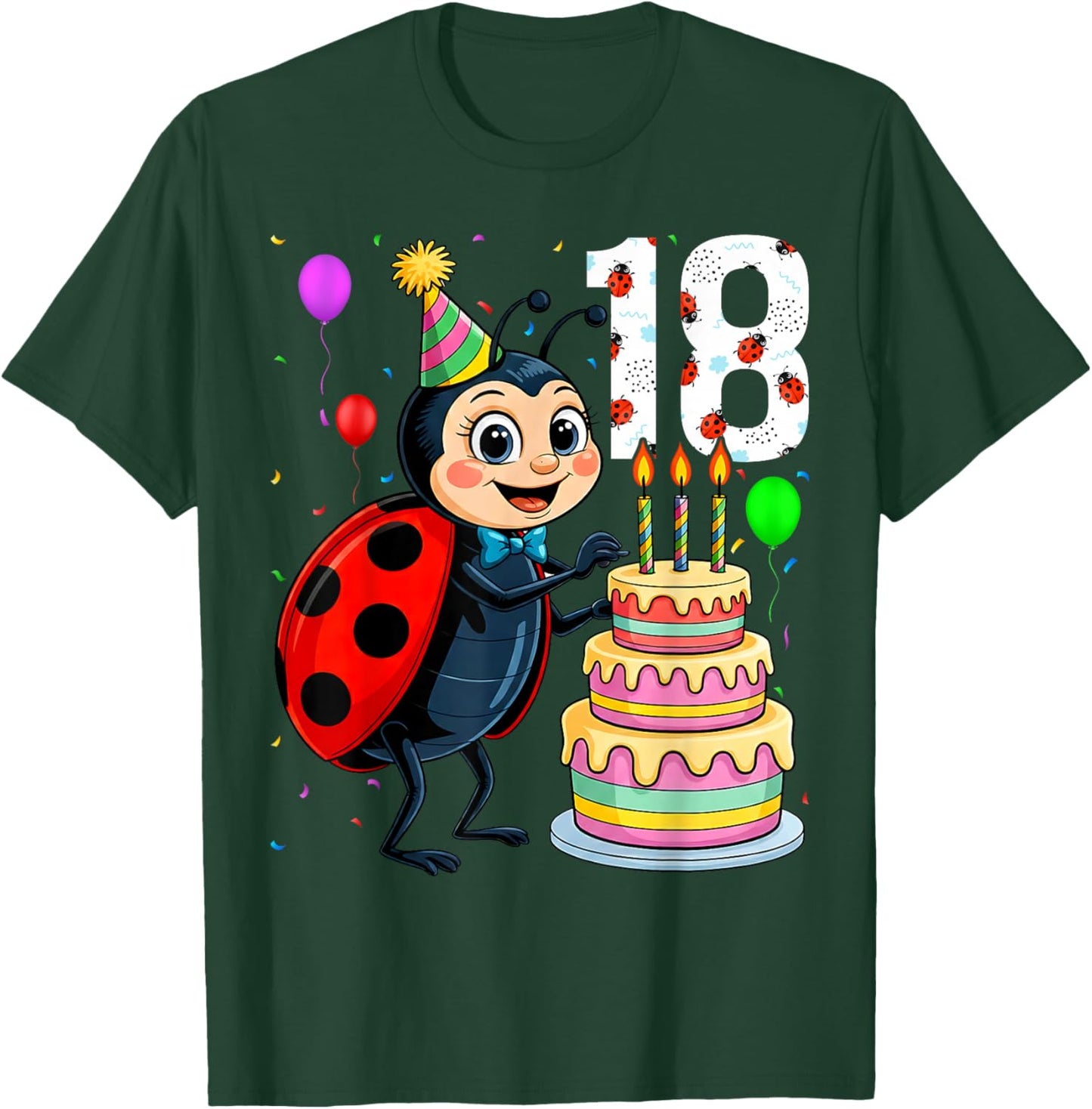 18 Year Old Funny Ladybug 2008 18th Birthday Girl Family T-Shirt - T-Shirt | Forest