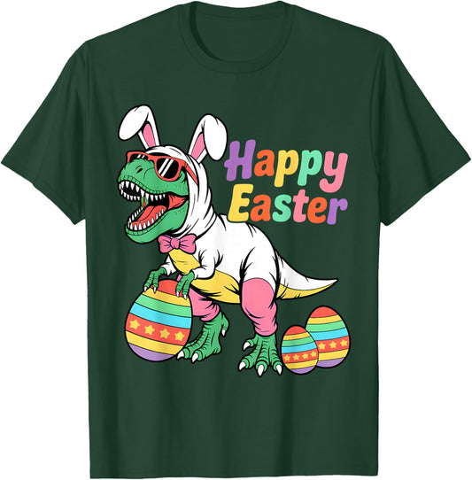Happy Eastrawr T Rex Dinosaur Easter Bunny Day Egg Boys Kids T-Shirt - T-Shirt | Forest