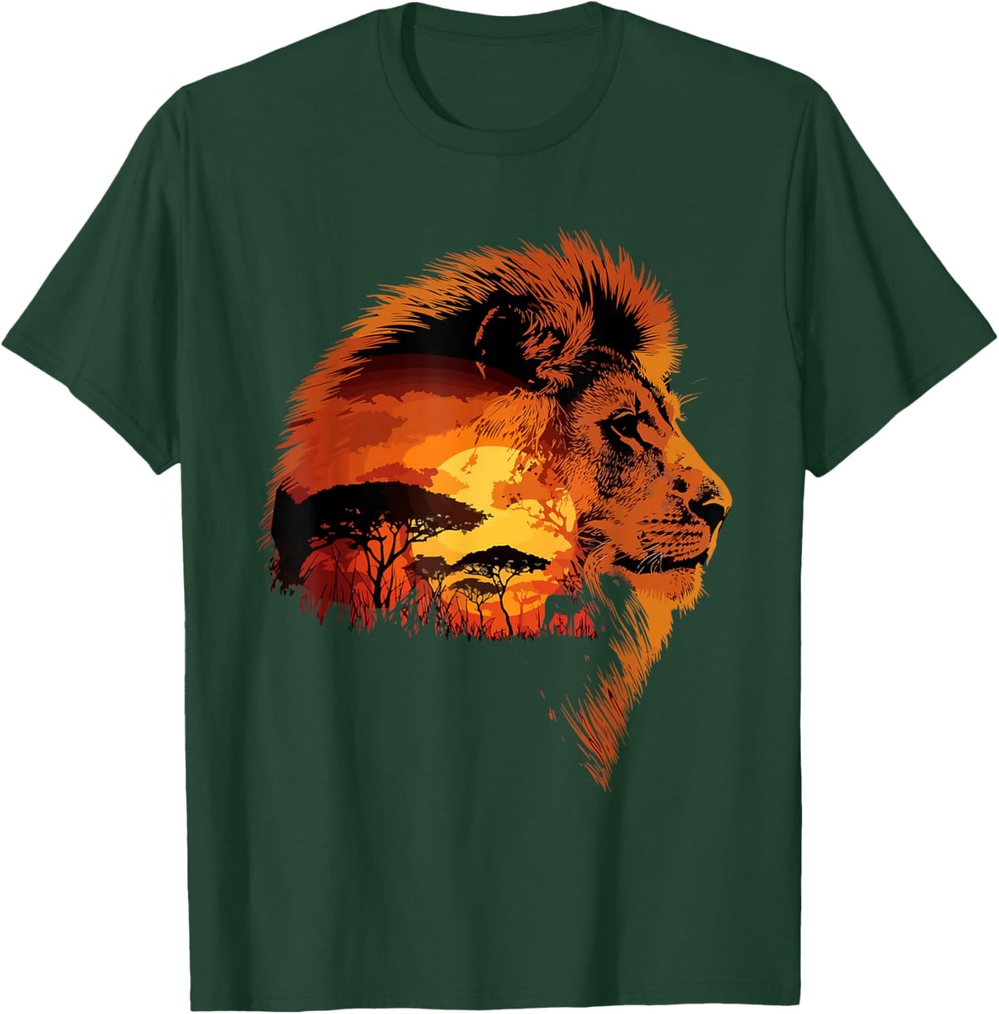 Africa Nature & Safari Savannah Landscape Lion T-Shirt - T-Shirt | Forest