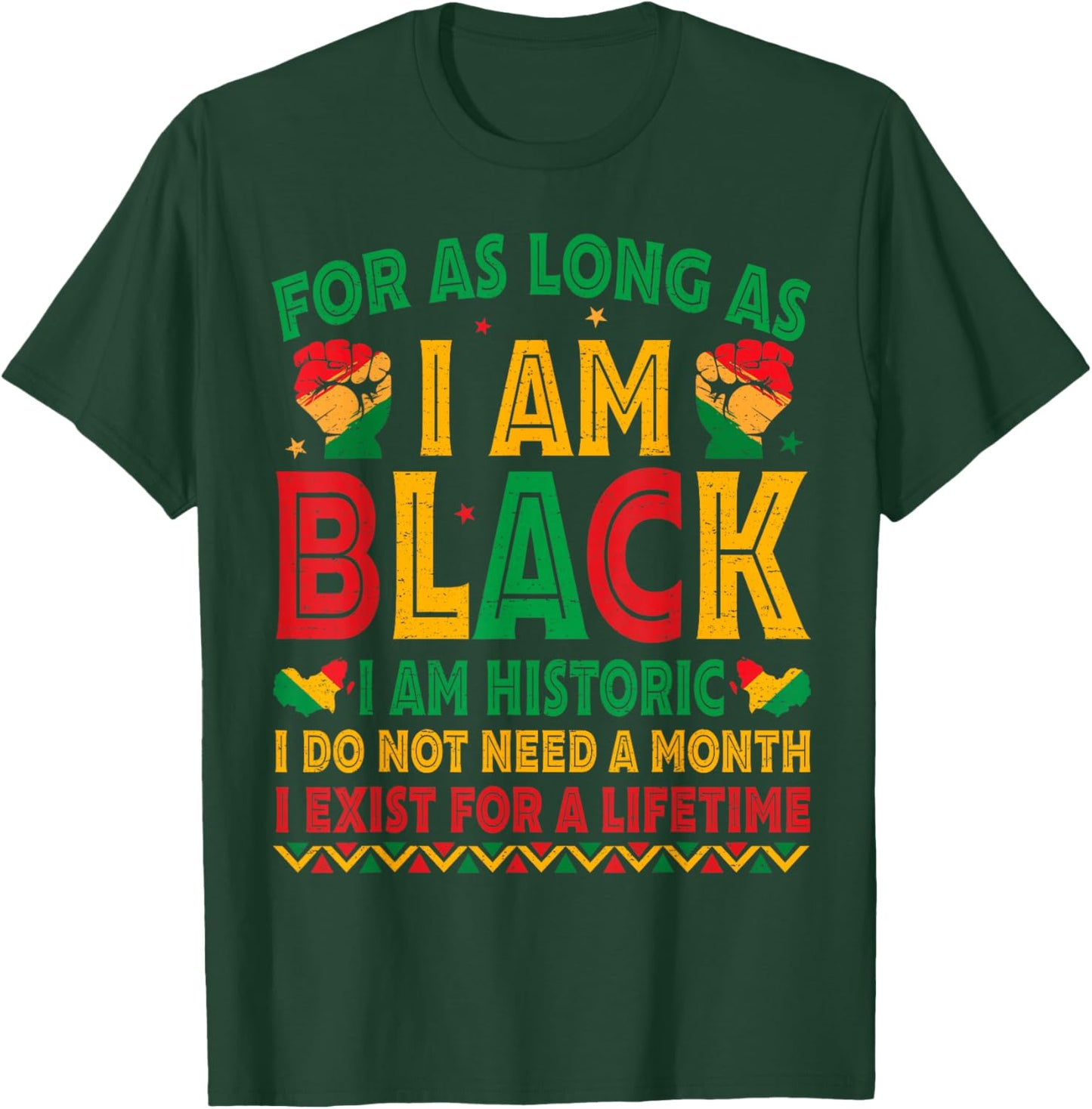 for As Long As I Am Black I Am Historic Black History Month T-Shirt - T-Shirt | Forest
