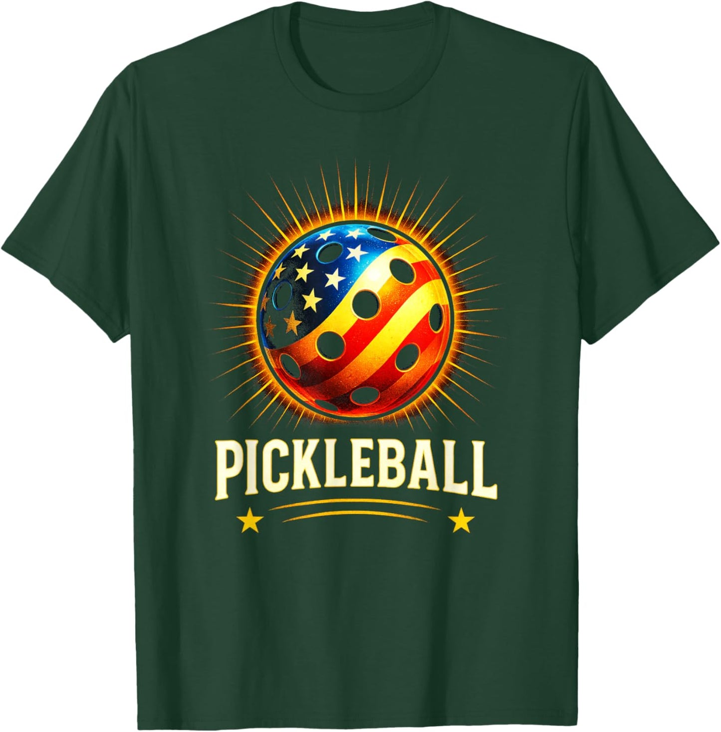 Pickleball - American Flag Player 4th July T-Shirt - T-Shirt | Forest