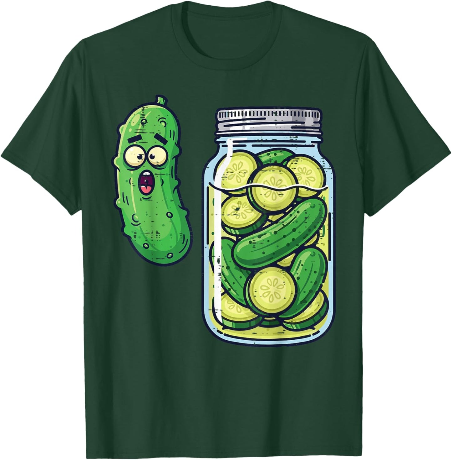 Shocked Pickle Jar Funny Meme Food Humor Men Women Kids T-Shirt - T-Shirt | Forest