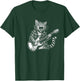 Funny Rock Cat Playing Guitar Electric Retro Lovers T-Shirt - T-Shirt | Forest