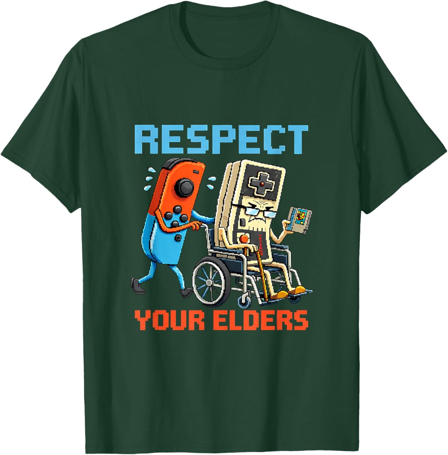 Respect Elders Classic Video Games Funny Retro Gamer T-Shirt - T-Shirt | Forest