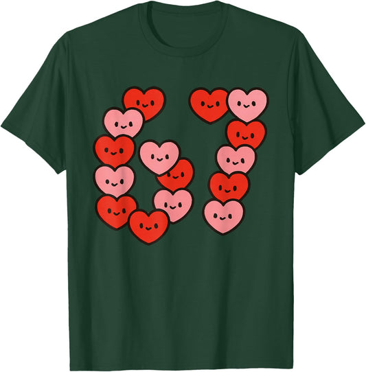 67 Valentine Hearts Funny Six Seven Meme Women Girls Kids T-Shirt - T-Shirt | Forest