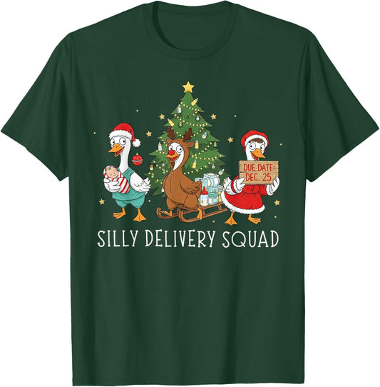 Labor and Delivery Nurse Silly Goose Christmas L&D Squad T-Shirt - T-Shirt | Forest