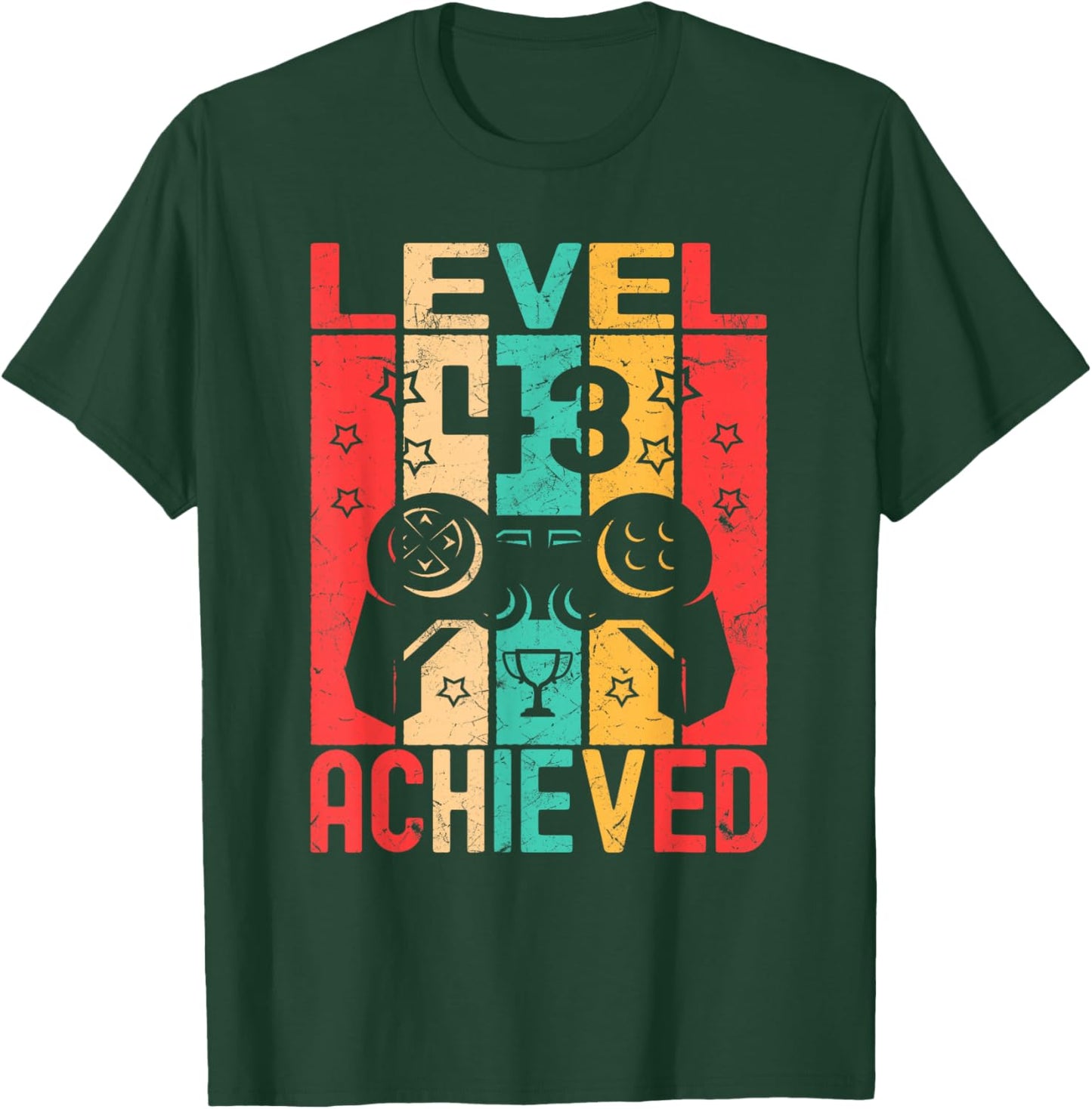 43rd Birthday Level 43 Achieved Gamer Gifts Funny Birthday T-Shirt - T-Shirt | Forest