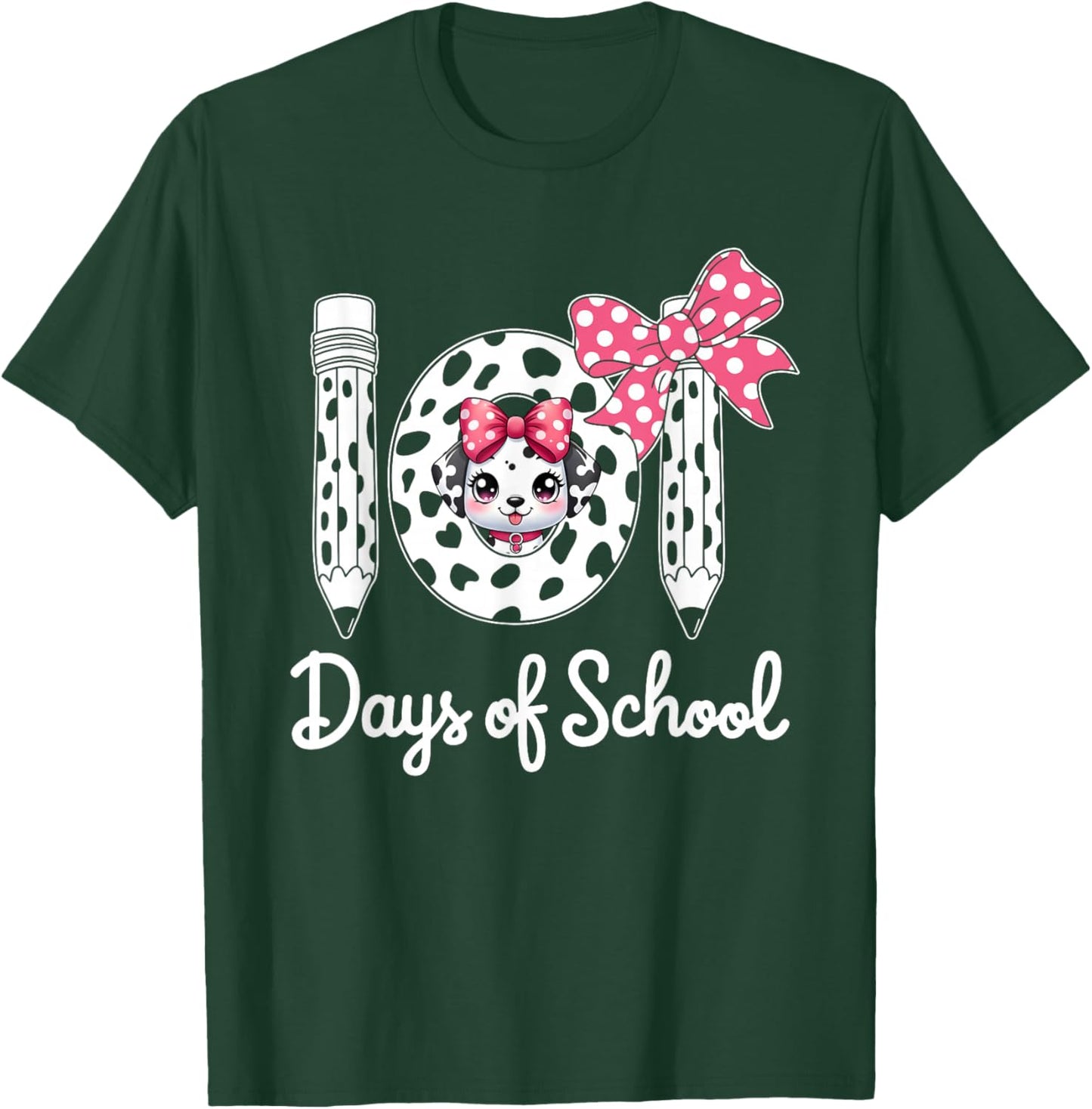 Happy 101 Days School Cute Dog 100 Days Smarter Student Kids T-Shirt - T-Shirt | Forest