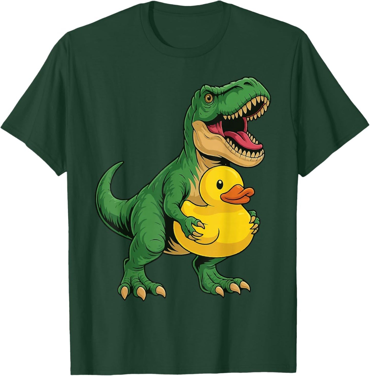 T-Rex Holding Rubber Duck Dinosaur Kids T-Shirt - T-Shirt | Forest