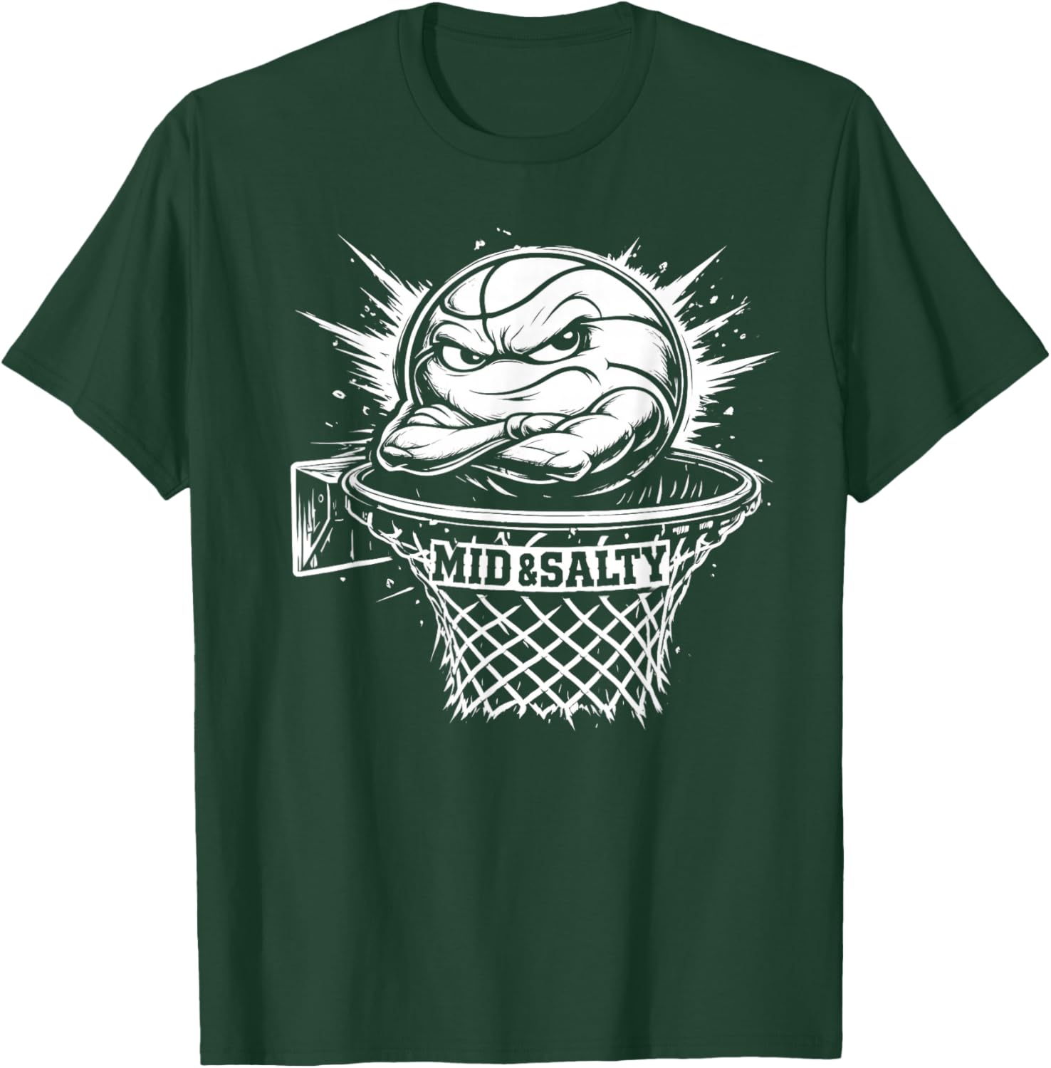 Mid and Salty Basketball Grumpy Ball T-Shirt - T-Shirt | Forest