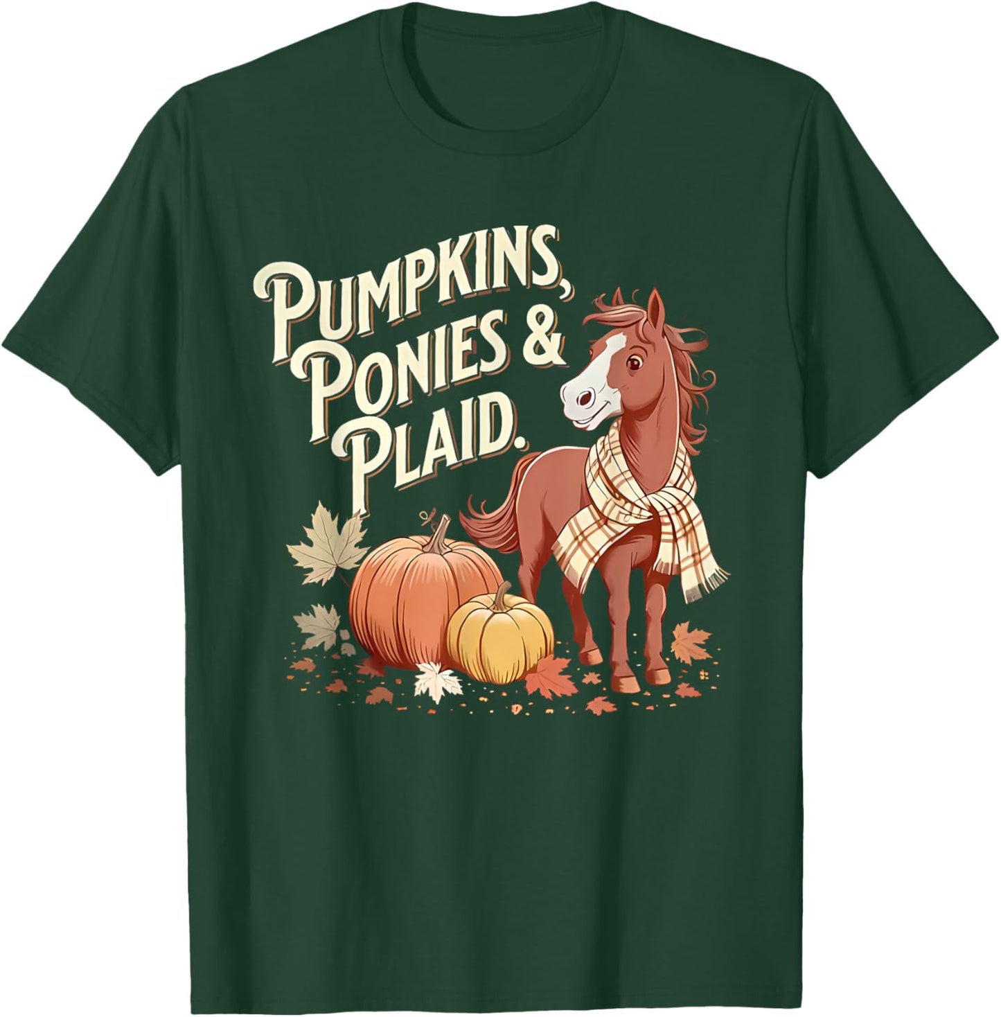 Pumpkins Ponies & Plaid T-Shirt - T-Shirt | Forest