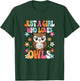 Just A Girl Who Loves Owls Cute Groovy Owl Lover Kids T-Shirt - T-Shirt | Forest