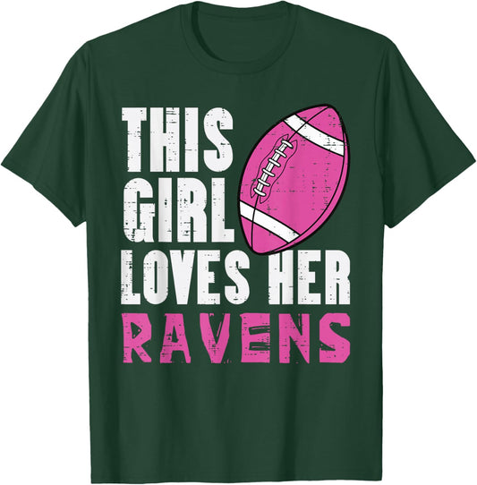 This Girl Loves Her Raven Women Kids Girls Youth Teen T-Shirt - T-Shirt | Forest