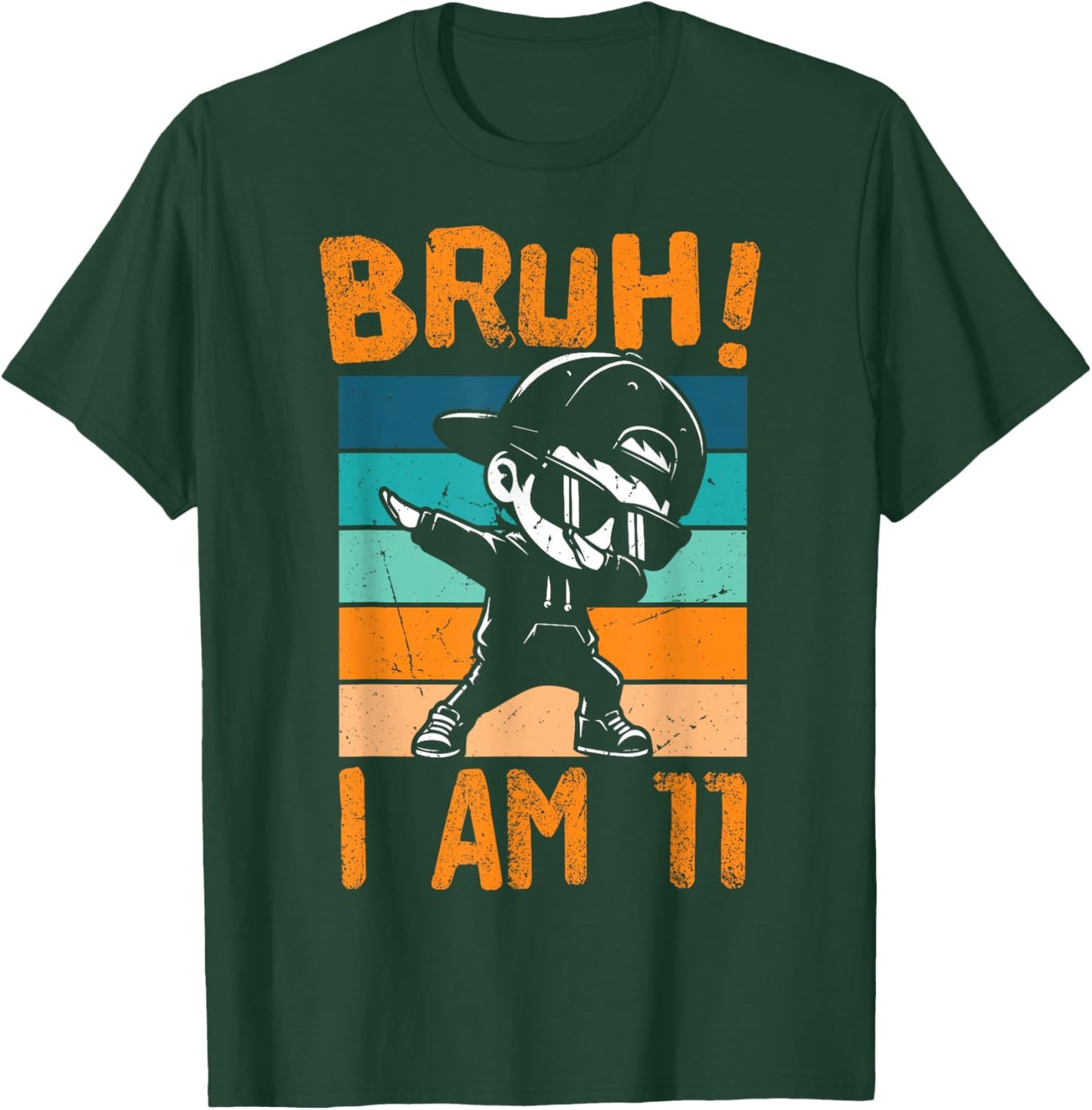 Bruh I Am 11 Year Old Dabbing Boy 11th Birthday Decorations T-Shirt - T-Shirt | Forest