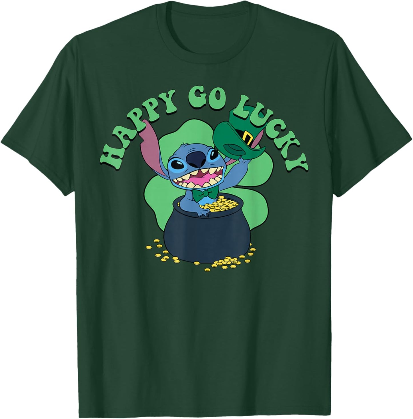 Disney Lilo & Stitch St. Patrick's Day Happy Go Lucky Season T-Shirt - T-Shirt | Forest