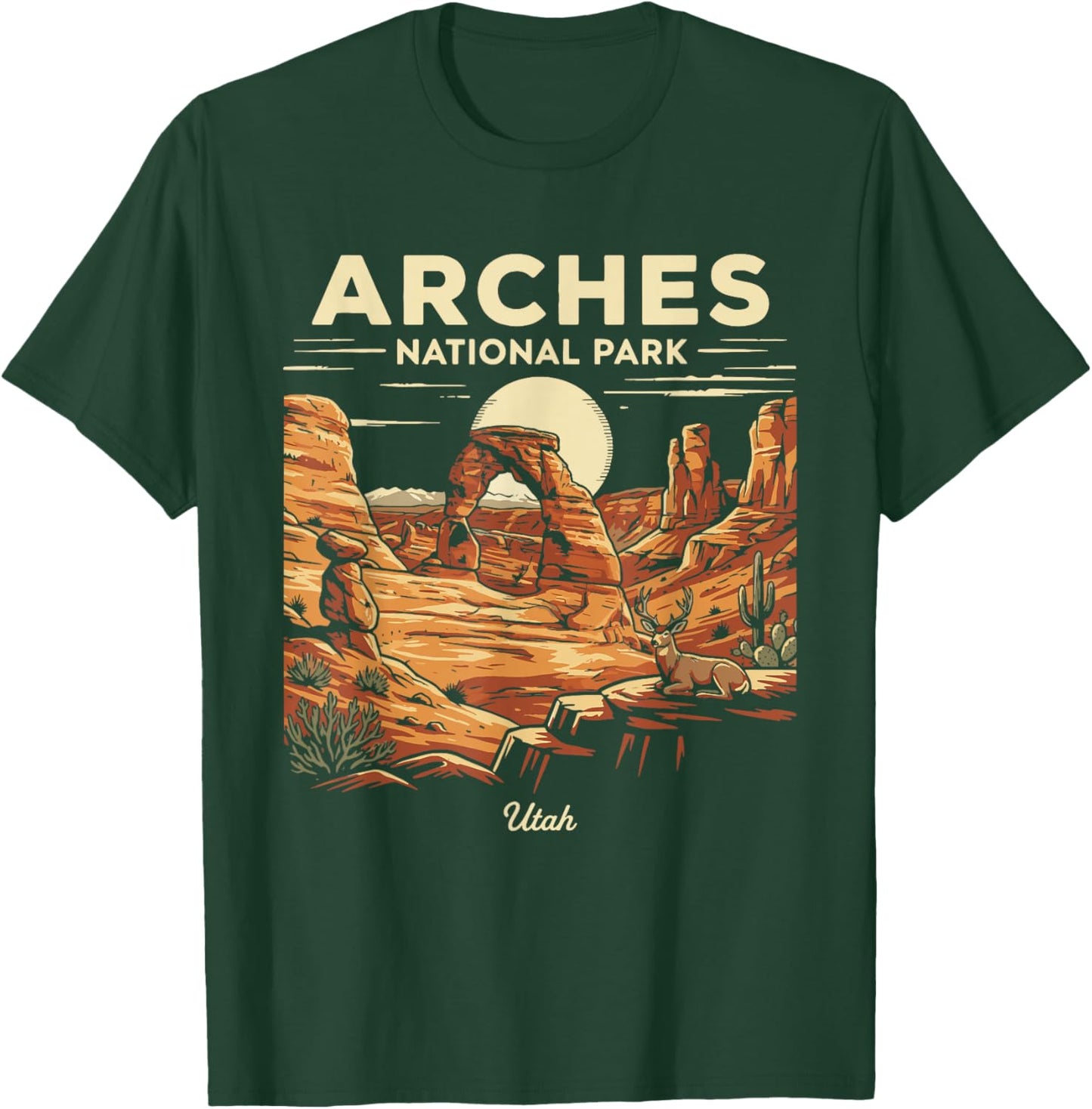 Arches National Park Utah Retro Vintage Nature Graphic T-Shirt - T-Shirt | Forest