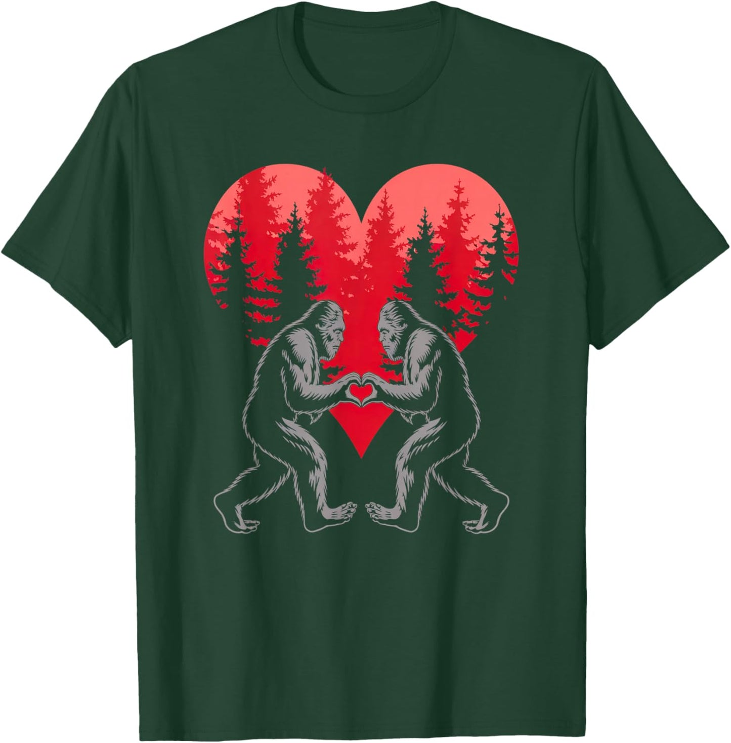 Bigfoots Heart Happy Valentine's Day Sasquatch Love Funny T-Shirt - T-Shirt | Forest