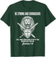 Be Strong and Courageous Lion Shield Christian Scripture T-Shirt - T-Shirt | Forest