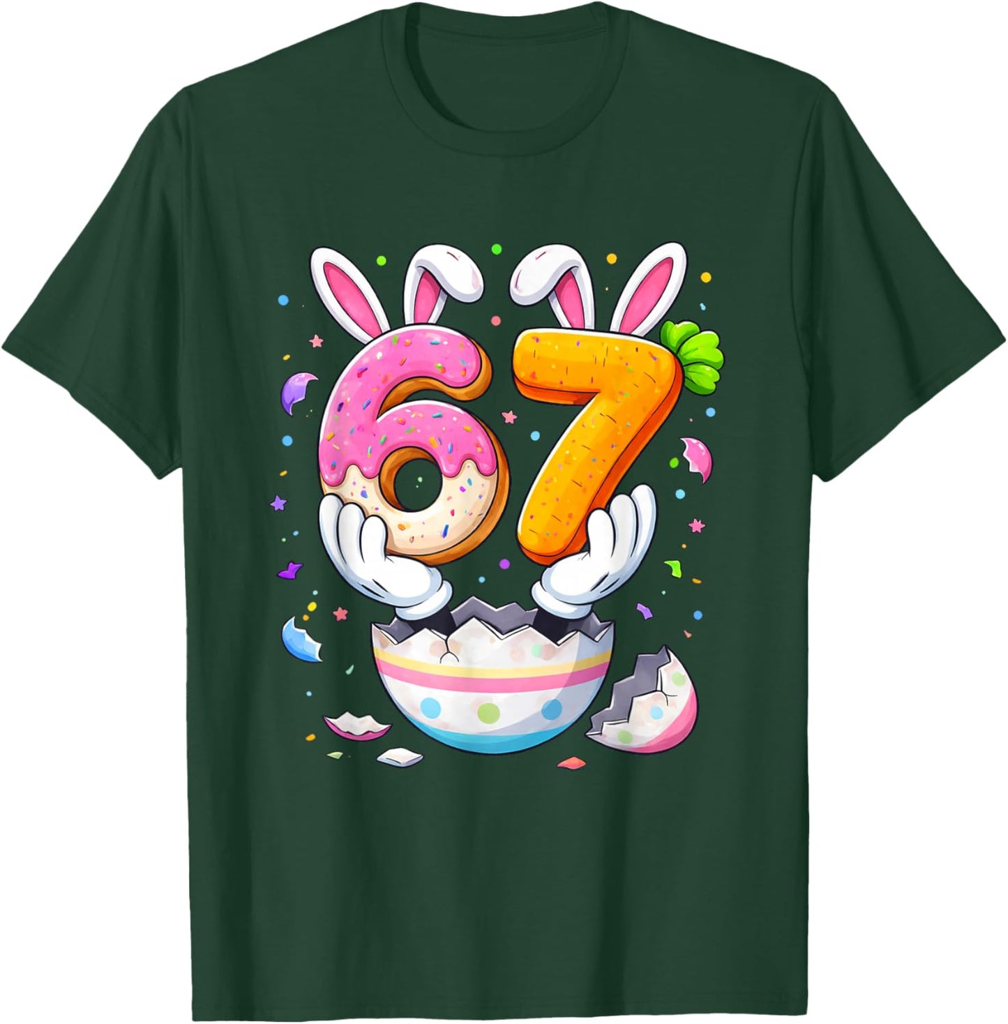 Boys Girls Easter Eggs Funny Bunny Six Seven 67 Memes 6 7 T-Shirt - T-Shirt | Forest