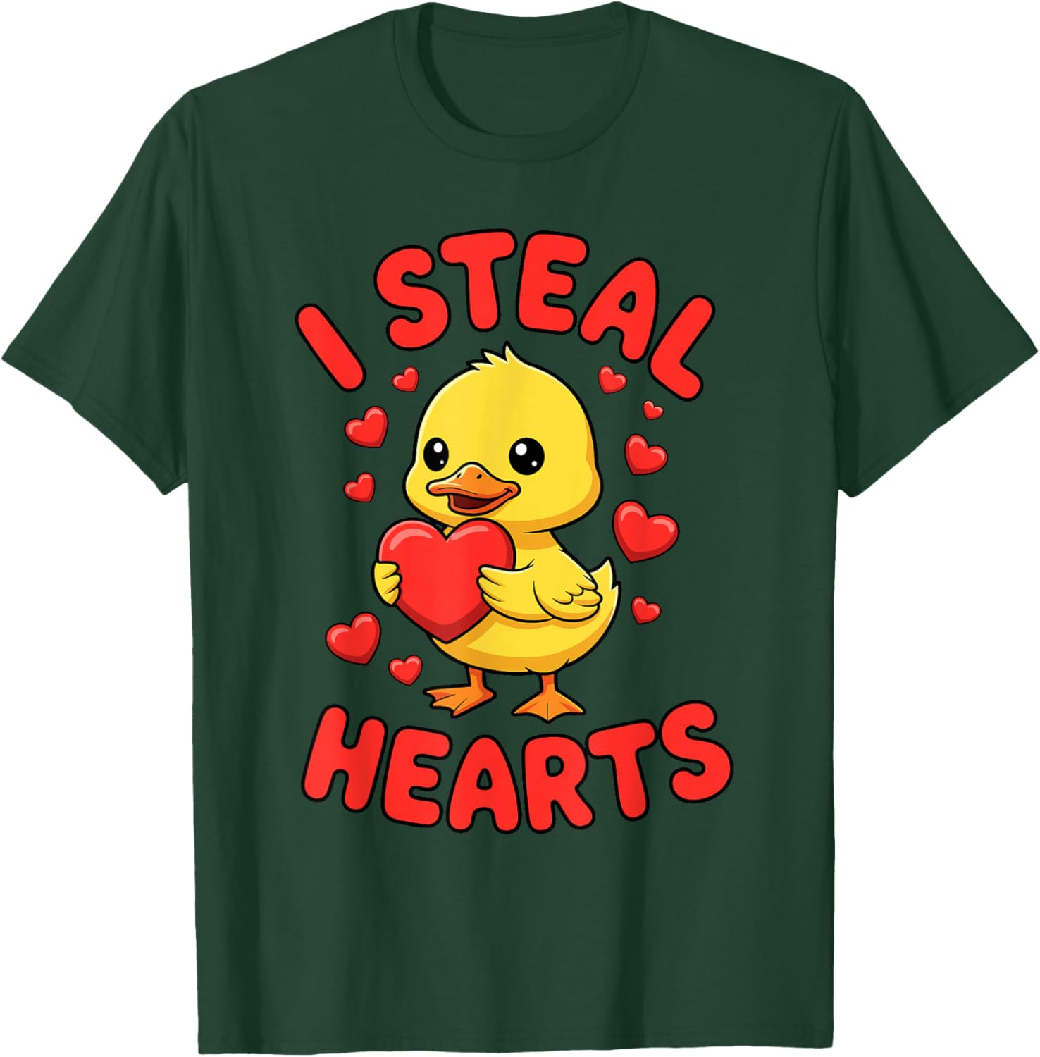 I Steal Hearts Duck Valentine's Day Cute Love T-Shirt - T-Shirt | Forest