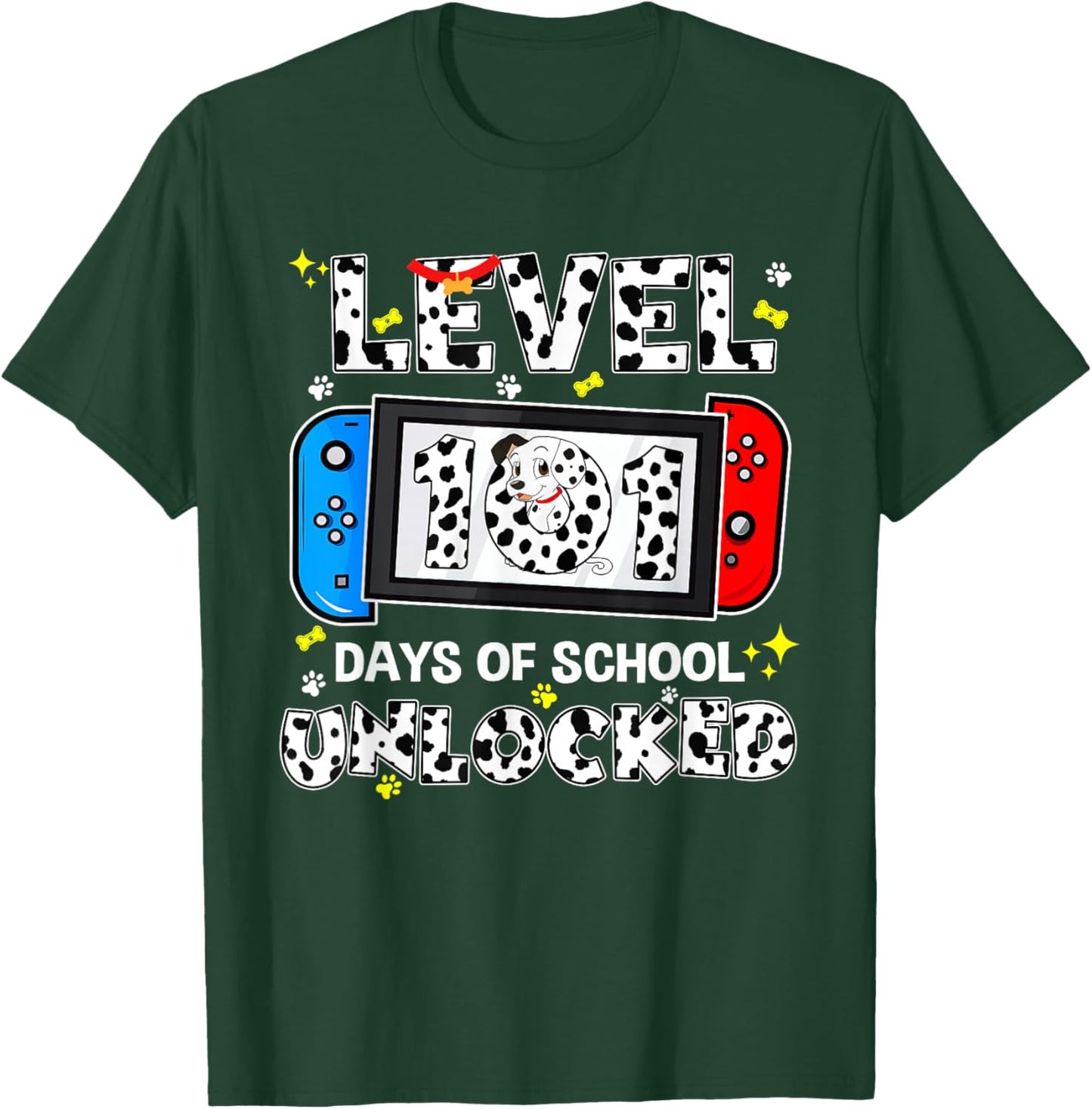 Level Unlocked 100 Days of School 101 Days Game Controller T-Shirt - T-Shirt | Forest