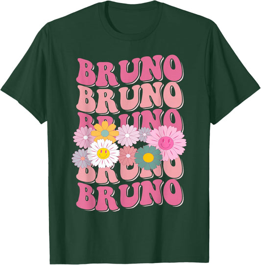 Girl Retro Bruno First Name Personalized Groovy 80's T-Shirt - T-Shirt | Forest