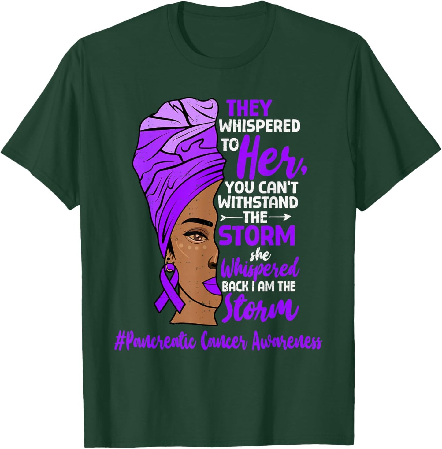 Pancreatic Cancer Awareness Black Women Ribbon Purple T-Shirt - T-Shirt | Forest
