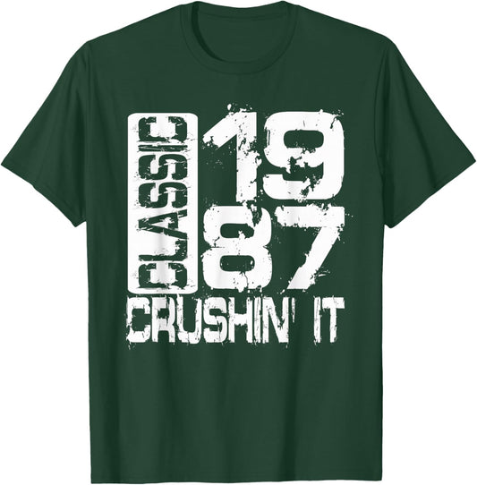 Born in 1987, Classic 1987 Crushin’ It Grunge Birthday T-Shirt - T-Shirt | Forest