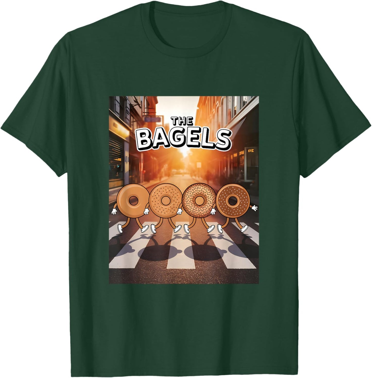 The Bagels Funny Bagel Parody Breakfast Food Cartoon T-Shirt - T-Shirt | Forest