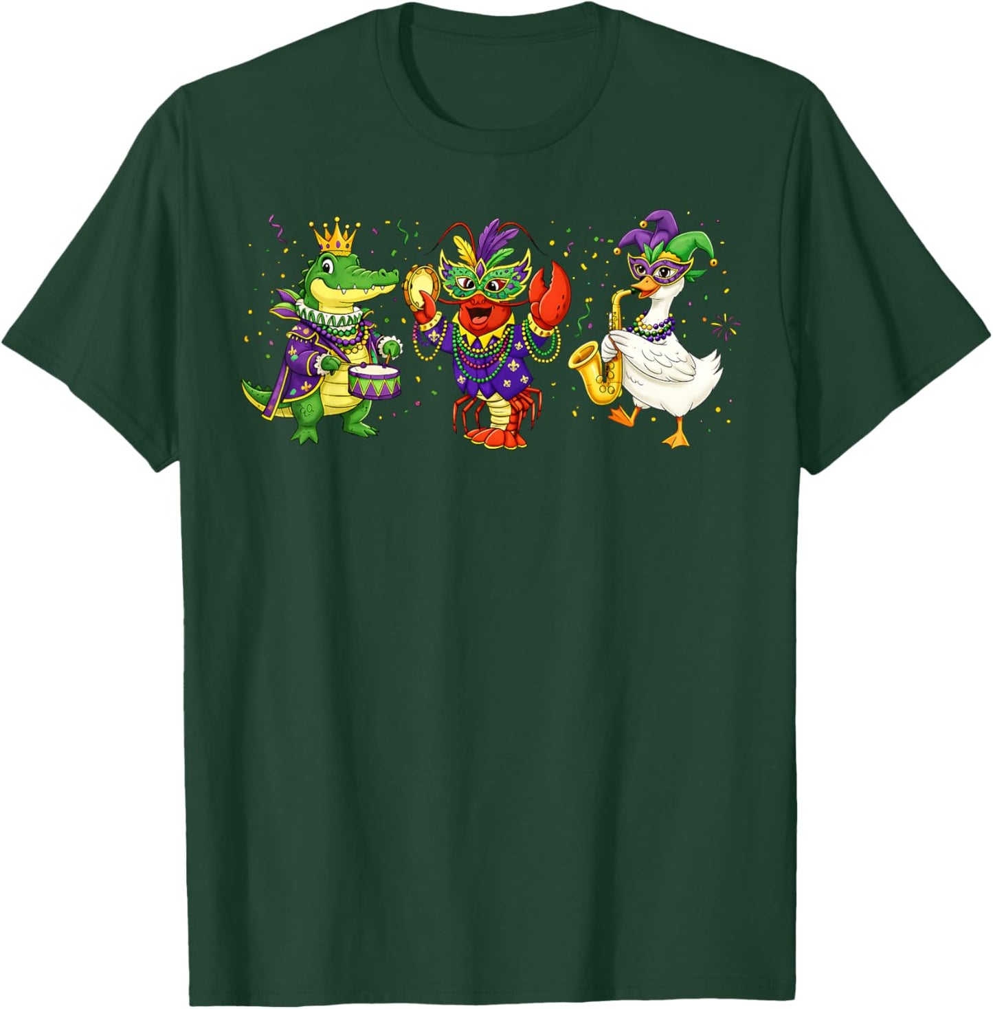 ABC Alligator Brown Crawfish Louisiana Mardi Gras Party T-Shirt - T-Shirt | Forest