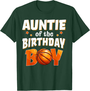 Auntie of The Birthday Boy Basketball Family Matching Sport T-Shirt - T-Shirt | Forest