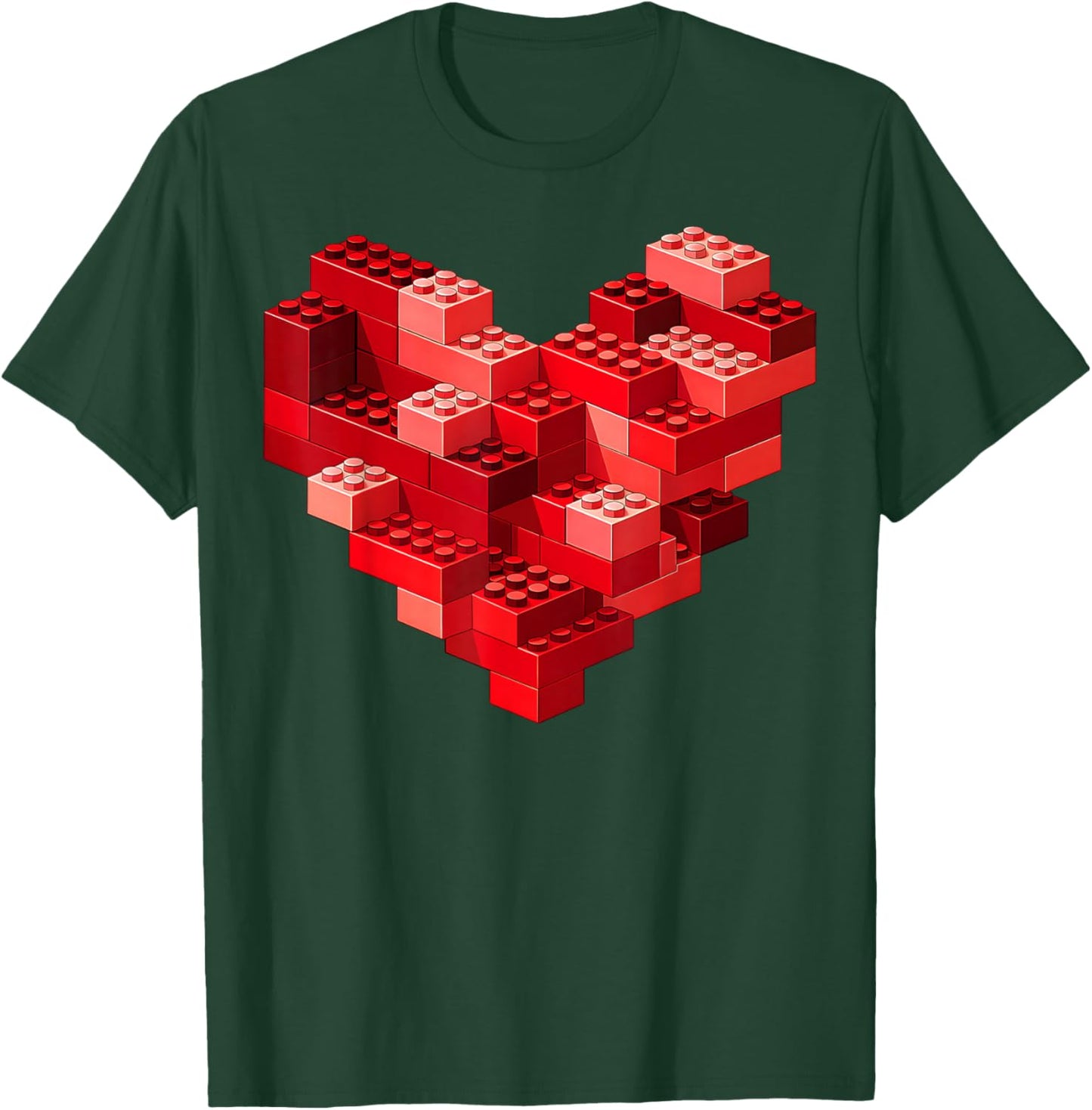 Valentines Day Heart Building Blocks Bricks Boys Kid Toddler T-Shirt - T-Shirt | Forest