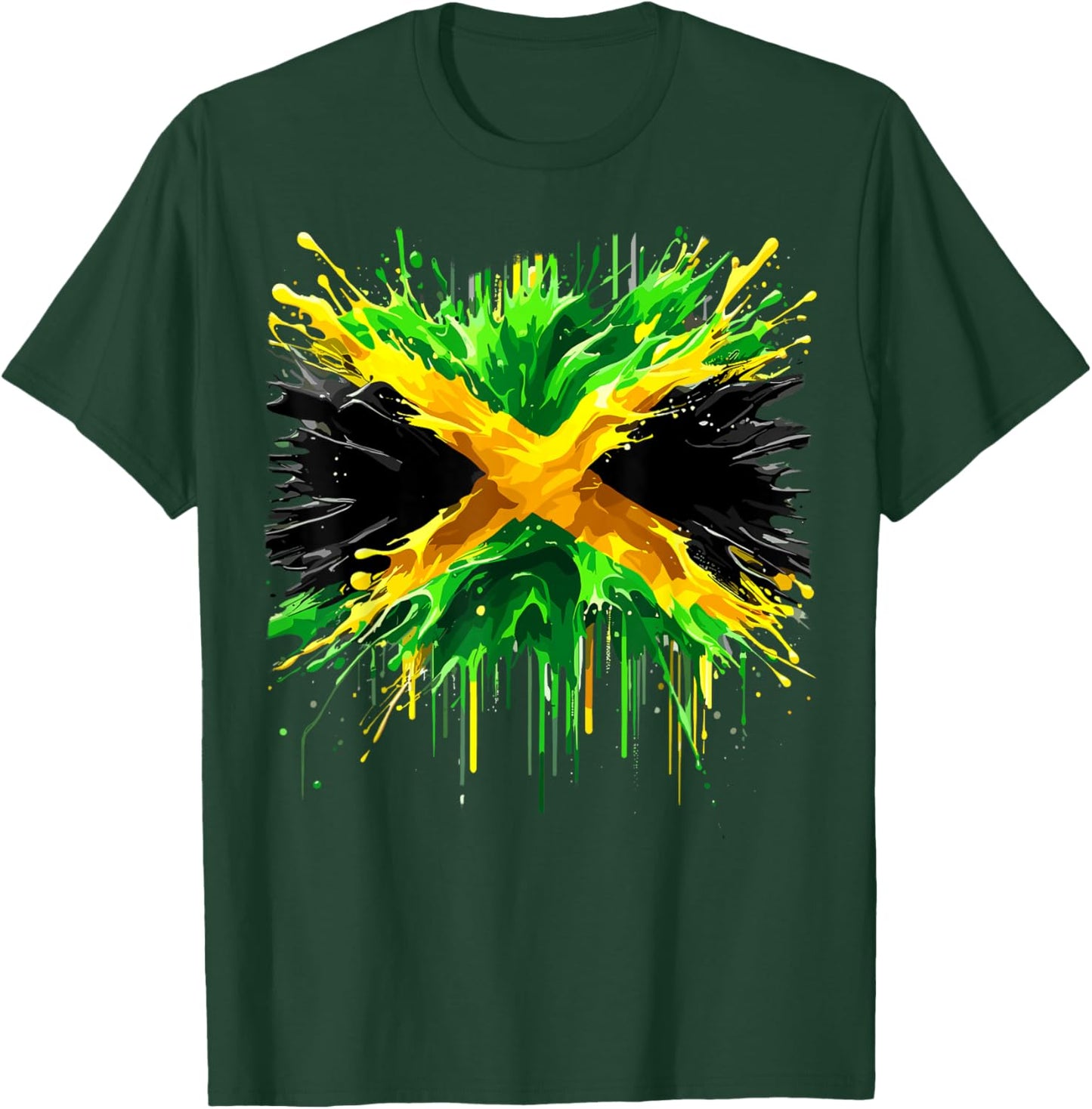 Jamaican Flag Splash Jamaica T-Shirt - T-Shirt | Forest
