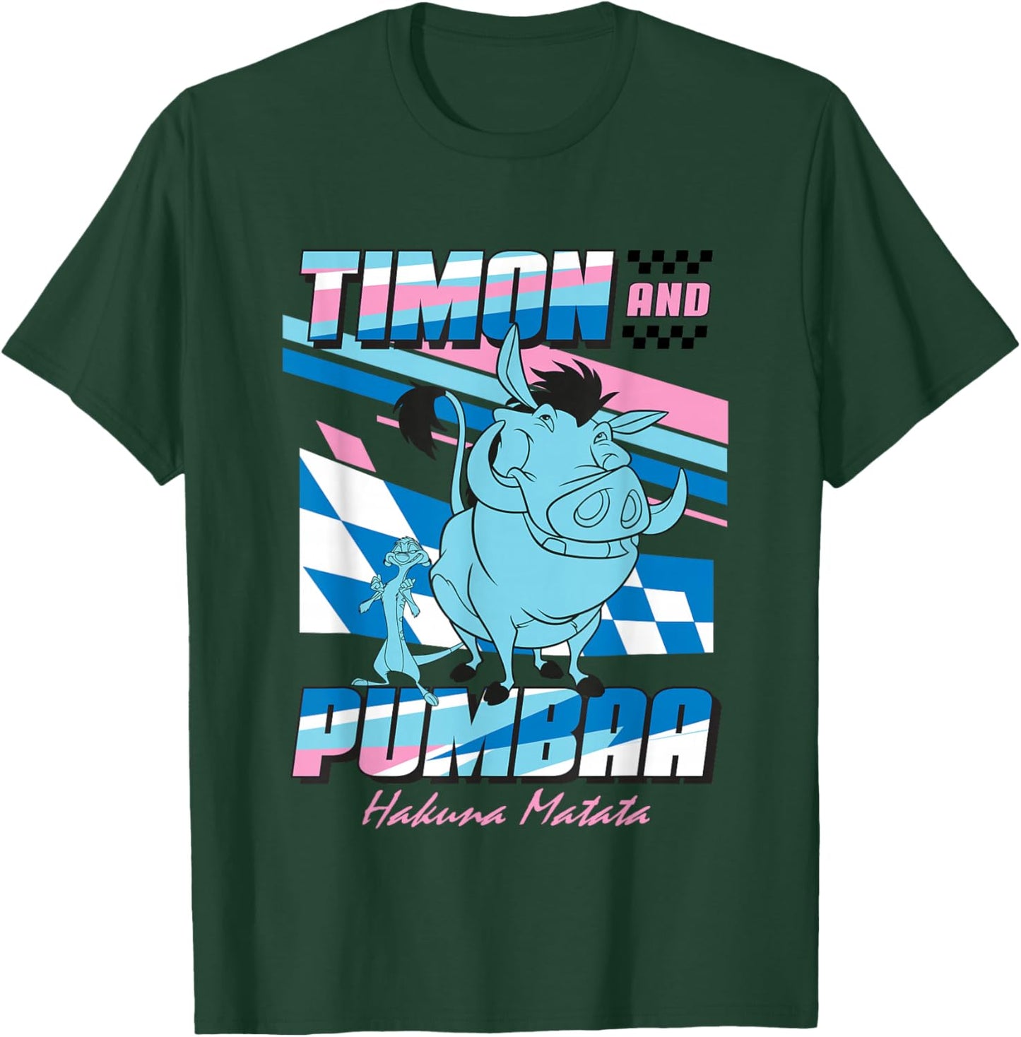 Disney The Lion King Timon and Pumbaa Retro Racing T-Shirt - T-Shirt | Forest