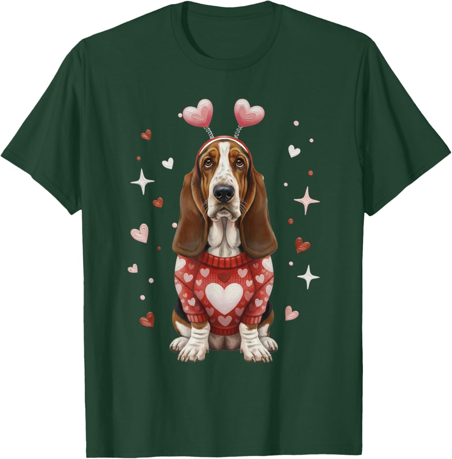 Cute Basset Hound Valentine Heart Valentines Day T-Shirt - T-Shirt | Forest