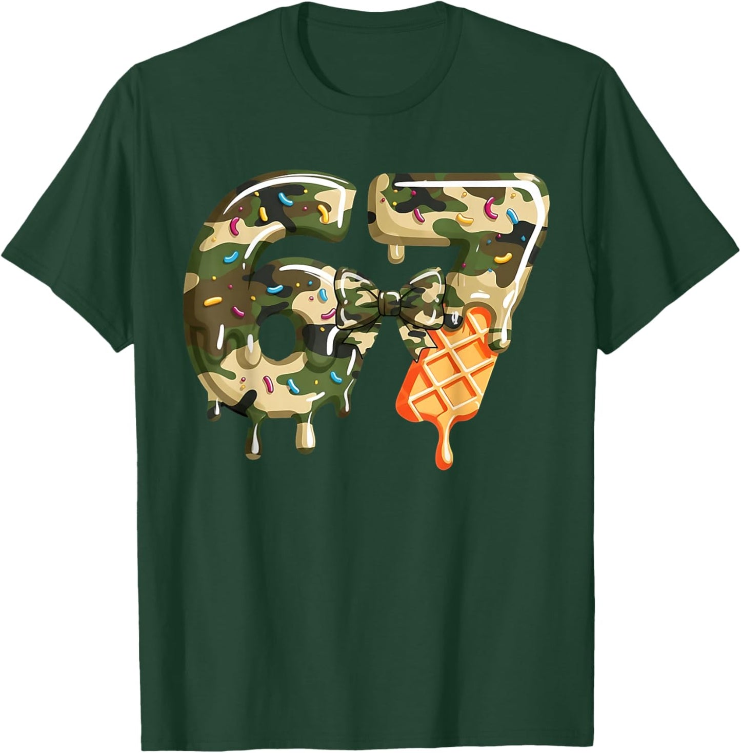 Funny 67 Ice Cream Drip Meme Six Seven Camouflage Camo T-Shirt - T-Shirt | Forest