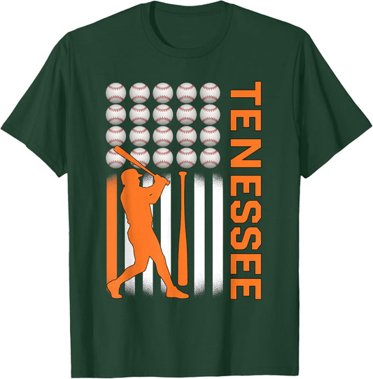 US States - Tennessee Baseball Vintage Varsity Design T-Shirt - T-Shirt | Forest